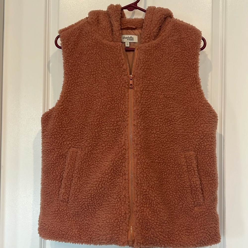 Charlotte Russe Sharpe Hooded Vest Sz Lg